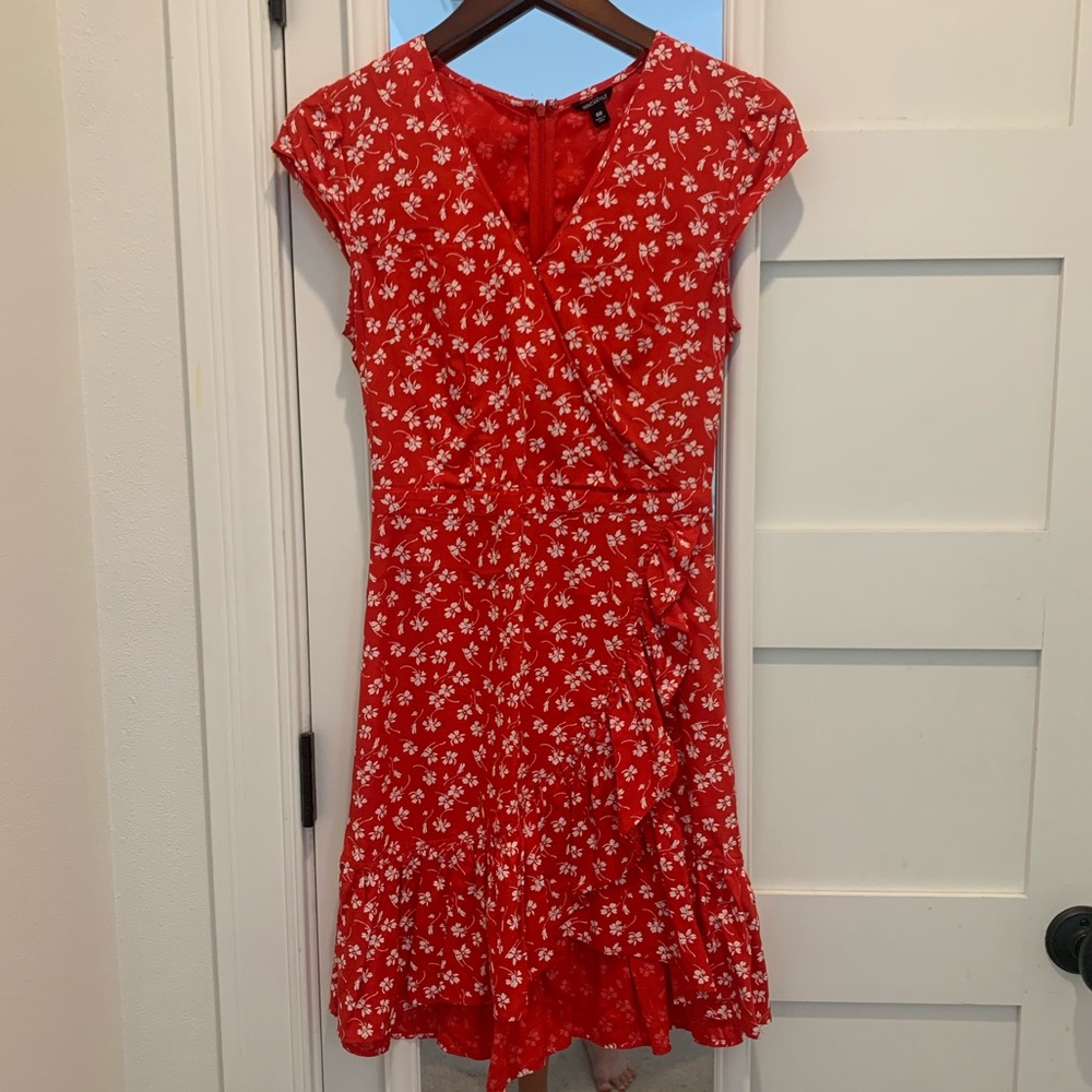 J. Crew Red Floral Wrap Dress